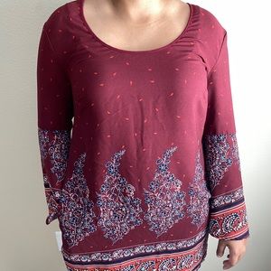 Maroon and Navy Blue Paisley Dress